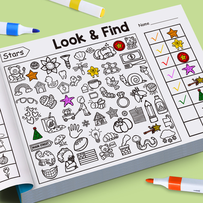 Kids Education Laptop - สมุดระบายสีของเล่นเด็ก ค้นหาสิ่งของ สมุดระบายสีและวาดภาพ แฟลชการ์ดเพื่อการศึกษา สมุดฝึกเขียน