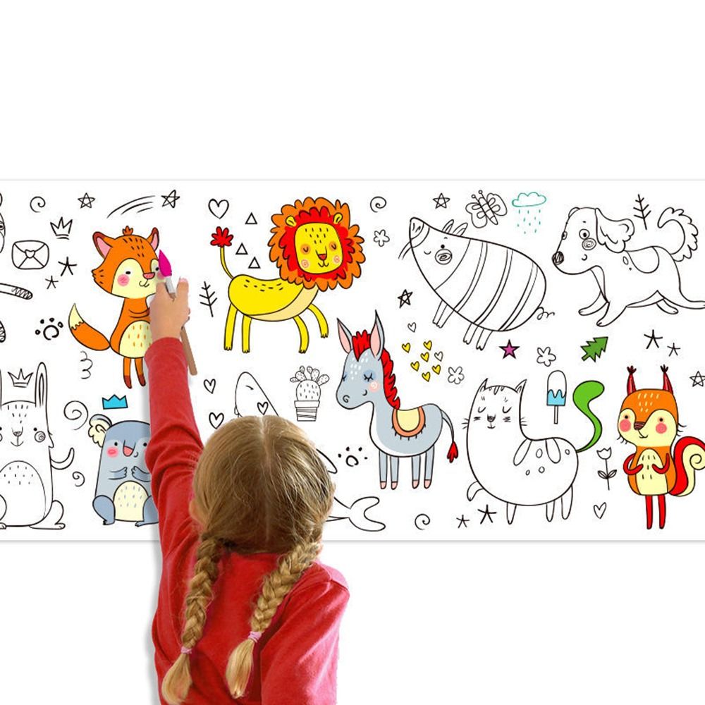 Kids Education Laptop - สติ๊กเกอร์ติดผนัง กระดาษกราฟฟิตี้ กระดาษม้วนระบายสี กระดาษม้วนสำหรับเด็ก กระดาษระบายสีเปล่า ม้วนกระดาษวาดภาพสำหรับเด็ก