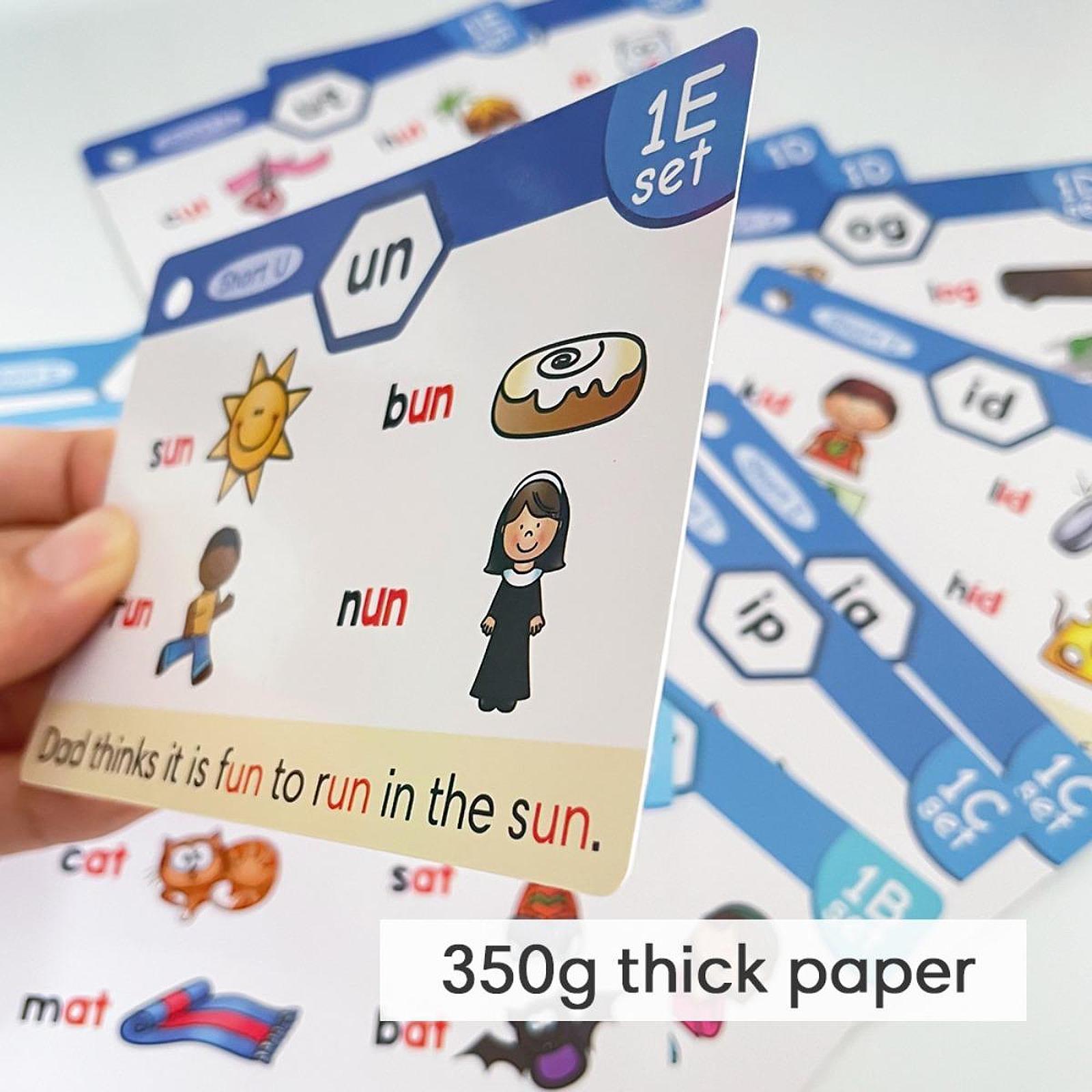 Phonics Card Game - แฟลชการ์ดฝึกอ่าน Phonics กิจกรรมการเรียนรู้การอ่าน การสะกดคำ และการออกเสียงสำหรับเด็กวัยเตาะแตะ ระดับประถมศึกษา