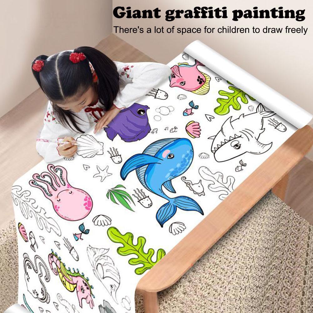 Kids Education Laptop - ม้วนกระดาษวาดเขียนสำหรับเด็ก, ม้วนกระดาษสียัดไส้กาวม้วน kertas mewarnai กราฟฟิตีสำหรับเด็กภาพวาดของเล่นเพื่อการศึกษาแบบทำมือ