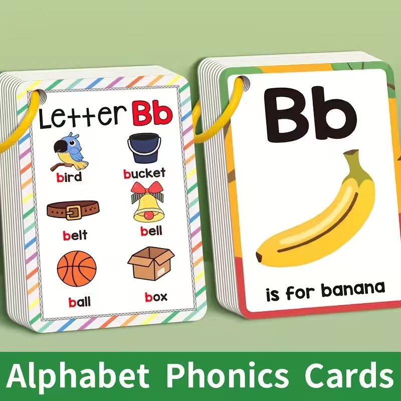 Phonics Card Game - แฟลชการ์ดการออกเสียงตัวอักษรสำหรับเด็กเล็ก - ของเล่นเพื่อการศึกษาการเรียนรู้ตัวอักษรภาษาอังกฤษ แฟลชการ์ดคำศัพท์ ABC สำหรับเด็กก่อนวัยเรียน