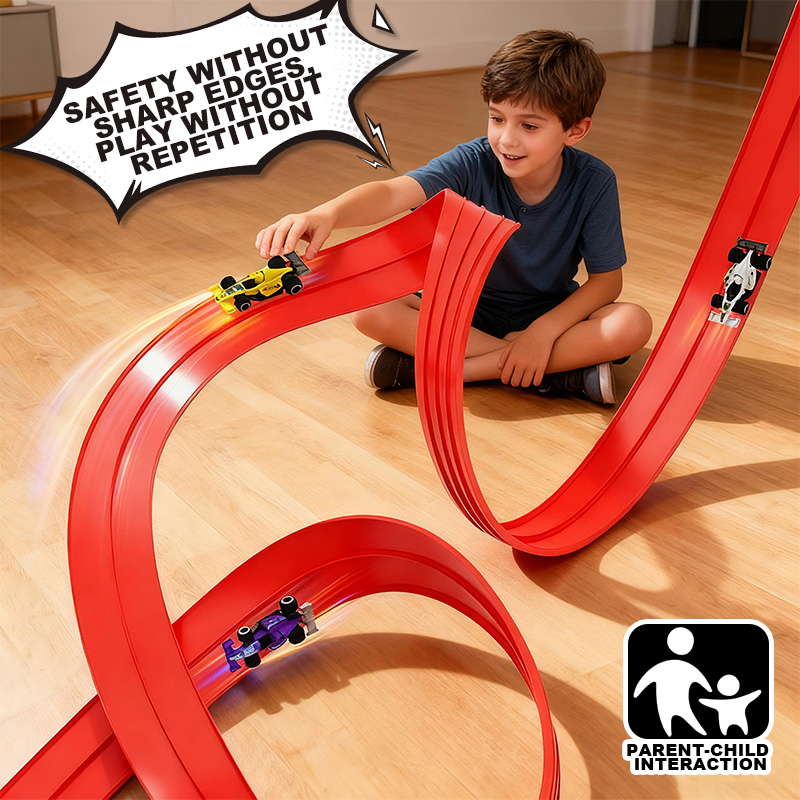 Kids Education Product - รถแข่งประกอบเองได้ฟรี | สนามแข่งแบบยืดหยุ่นและรถแข่งหลายคัน ของเล่นแข่งรถสำหรับเด็กผู้ชาย ของเล่นเสริมพัฒนาการสำหรับเด็ก