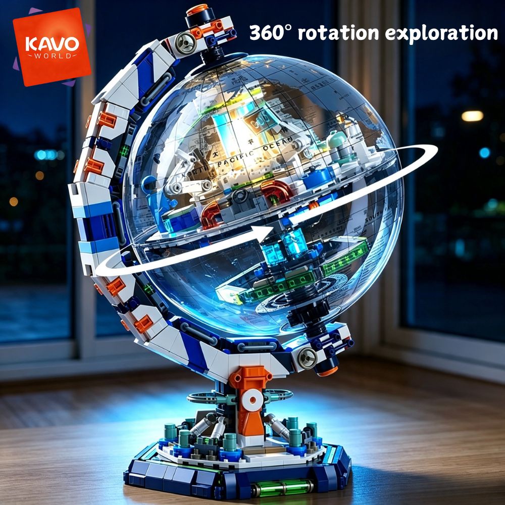 Puzzle Map World - ชุดตัวต่อสถานีอวกาศ KAVOWORLD 1793 ชิ้น พร้อมไฟ LED