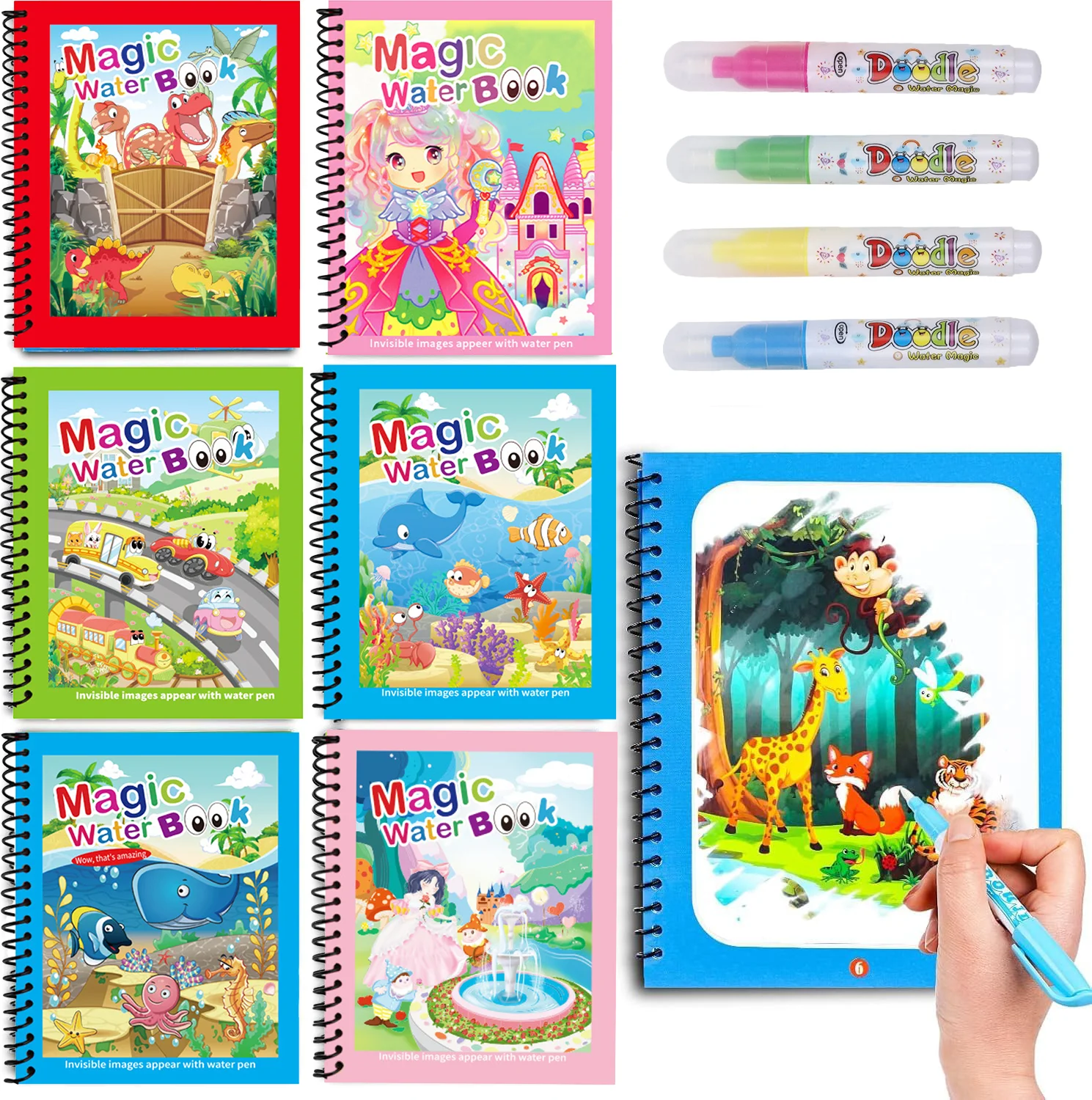 Kids Education Laptop - สมุดวาดภาพน้ำวิเศษสำหรับเด็ก สมุดวาดการ์ตูนพร้อมปากกา ของเล่นฝึกสมาธิสำหรับเด็กเล็ก ของขวัญ