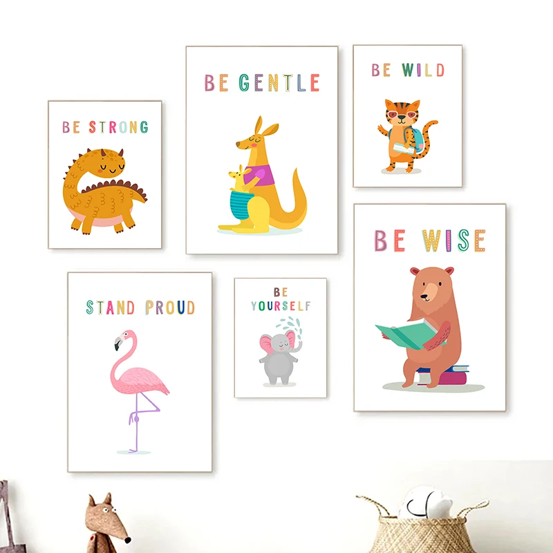 Kids Home Education - ผ้าใบพิมพ์ลายสัตว์ติดผนัง คำศัพท์ภาษาอังกฤษ โปสเตอร์การศึกษาสำหรับเด็กก่อนวัยเรียน ภาพตกแต่งห้องเรียน ห้องเด็กเล็ก ของตกแต่งบ้าน