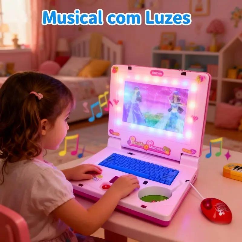 Kids Education Laptop - มินิโน๊ตบุ๊คของเล่นดนตรีแล็ปท็อปแบบพกพาเครื่องเรียนรู้ปริศนาสำหรับเด็กเล็กคอมพิวเตอร์ปลอมของขวัญวันเกิดเสริมสร้างความรู้