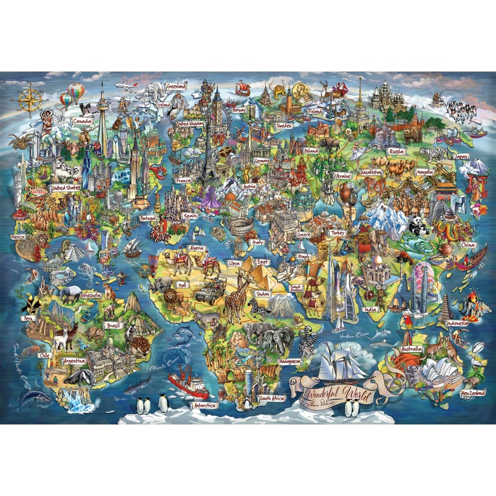 จิ๊กซอว์ 500/1000/1200/2000 ชิ - Puzzle Map World บทวิจารณ์และราคา