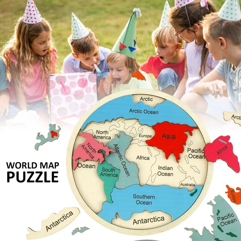 ของเล่นตัวต่อแผนที่โลกไม้สีสัน - Puzzle Map World บทวิจารณ์และราคา