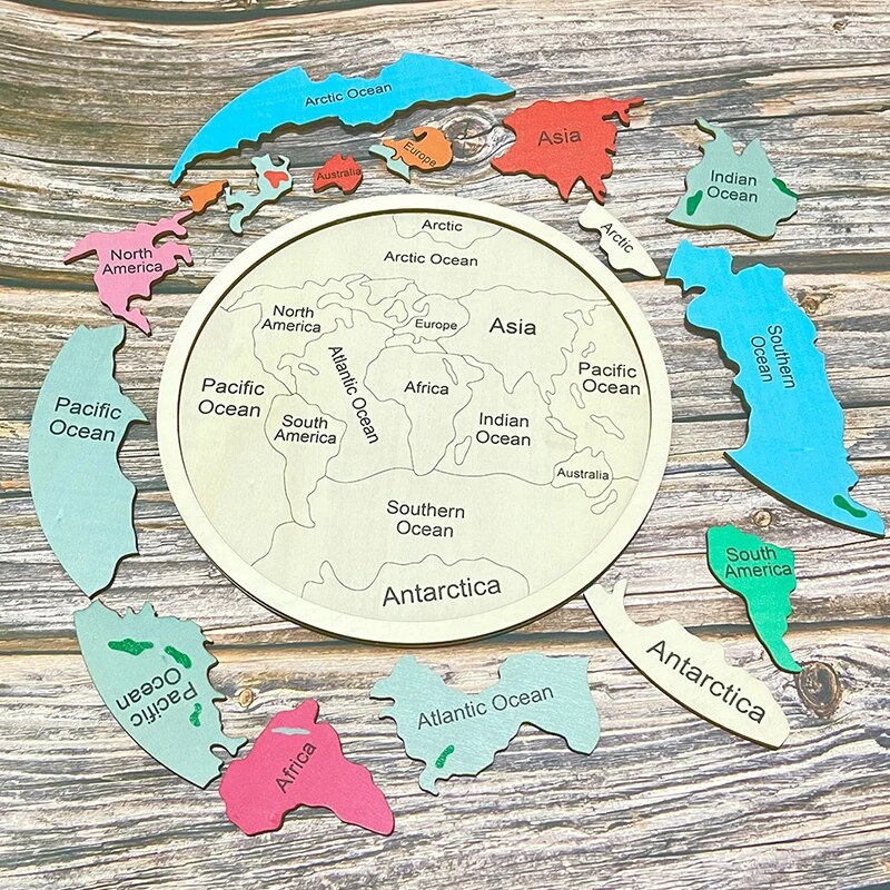 ของเล่นตัวต่อแผนที่โลกไม้สีสัน - Puzzle Map World บทวิจารณ์และราคา